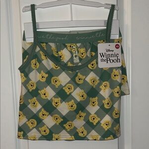 Target Disney Winnie the Pooh Green and Yellow Pajama Tank Top and shorts